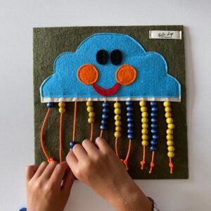 Bulut Figürlü Abaküs – 10 Sayı Boncuklu Eğitici Keçe Oyuncak