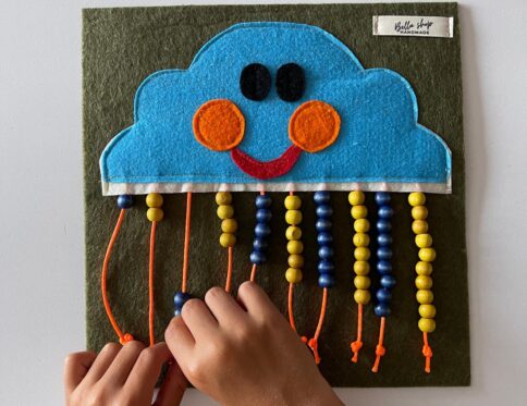 Bulut Figürlü Abaküs – 10 Sayı Boncuklu Eğitici Keçe Oyuncak