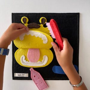 2-Keçe Diş Fırçalama Eğitim Oyuncağı |- Zürafa Temalı-  Çocuklar İçin Öz Bakım ve Hijyen Eğitici Oyuncak