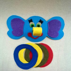 Keçeden Filin Burnuna Halka Atma Oyunu –  Renkli Eğitici Atış Oyuncağı