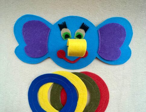 Keçeden Filin Burnuna Halka Atma Oyunu –  Renkli Eğitici Atış Oyuncağı